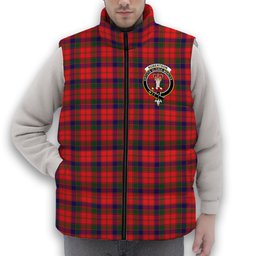 ScotsTee Shop Scottish Robertson Modern Crest Tartan Puffer Vest Winter White Duck Down Vest Sleeveless