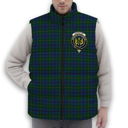 ScotsTee Shop Scottish Johnstone 1 Crest Tartan Puffer Vest Winter White Duck Down Vest Sleeveless