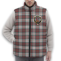 ScotsTee Shop Scottish MacBean Dress Modern Crest Tartan Puffer Vest Winter White Duck Down Vest Sleeveless