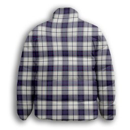 ScotsTee Shop Scottish Alexander of Menstry Dress Modern Crest Tartan Collar Down Jacket Winter White Duck Down Plaid