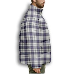 ScotsTee Shop Scottish Alexander of Menstry Dress Modern Crest Tartan Collar Down Jacket Winter White Duck Down Plaid