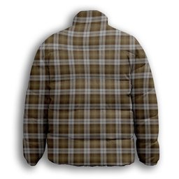 ScotsTee Shop Scottish Baillie Dress Crest Tartan Collar Down Jacket Winter White Duck Down Plaid