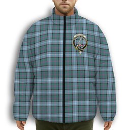 ScotsTee Shop Scottish Alexander of Menstry Hunting Ancient Crest Tartan Collar Down Jacket Winter White Duck Down Plaid
