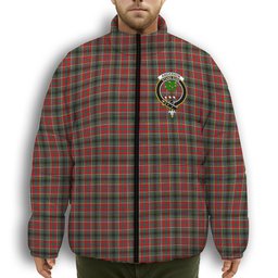 ScotsTee Shop Scottish Anderson of Arbrake SC Crest Tartan Collar Down Jacket Winter White Duck Down Plaid