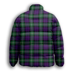ScotsTee Shop Scottish Baillie Highland Society Ancient Crest Tartan Collar Down Jacket Winter White Duck Down Plaid