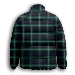ScotsTee Shop Scottish Baillie of Polkemmet Modern Crest Tartan Collar Down Jacket Winter White Duck Down Plaid