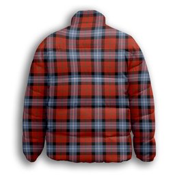 ScotsTee Shop Scottish Baillie of Polkemmet Red Ancient Crest Tartan Collar Down Jacket Winter White Duck Down Plaid