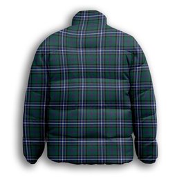 ScotsTee Shop Scottish Alexander of Menstry Hunting Modern Crest Tartan Collar Down Jacket Winter White Duck Down Plaid