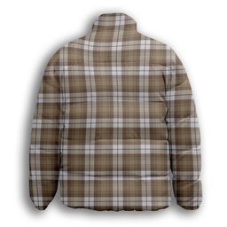 ScotsTee Shop Scottish Baillie Dress Ancient Clan Crest Tartan Collar Down Jacket Winter White Duck Down Plaid