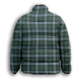 ScotsTee Shop Scottish Alexander of Menstry Hunting Crest Tartan Collar Down Jacket Winter White Duck Down Plaid
