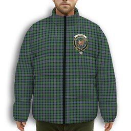 ScotsTee Shop Scottish Baillie of Lamington Modern Clan Crest Tartan Collar Down Jacket Winter White Duck Down Plaid