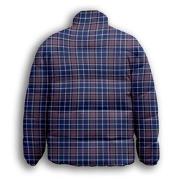 ScotsTee Shop Scottish Alexander of Menstry Modern Crest Tartan Collar Down Jacket Winter White Duck Down Plaid