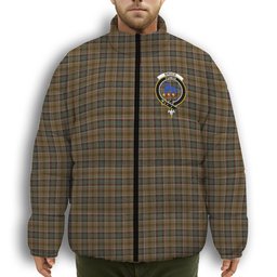 ScotsTee Shop Scottish Bruce of Kinnaird (Vivienne Westwood Design) Crest Tartan Collar Down Jacket Winter White Duck Down Plaid