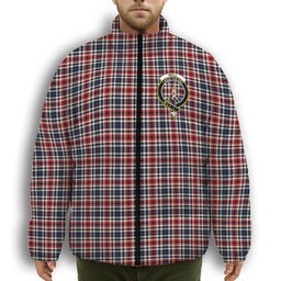 ScotsTee Shop Scottish Bell Border (Bell Southern Bell) Modern Crest Tartan Collar Down Jacket Winter White Duck Down Plaid