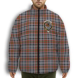 ScotsTee Shop Scottish Borthwick Dress Ancient Crest Tartan Collar Down Jacket Winter White Duck Down Plaid