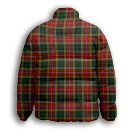 ScotsTee Shop Scottish Buchanan of Leny Crest Tartan Collar Down Jacket Winter White Duck Down Plaid
