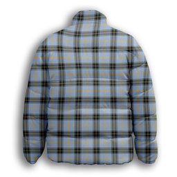 ScotsTee Shop Scottish Bell of the Borders Ancient Crest Tartan Collar Down Jacket Winter White Duck Down Plaid