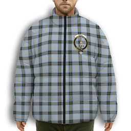 ScotsTee Shop Scottish Bell of the Borders Ancient Crest Tartan Collar Down Jacket Winter White Duck Down Plaid