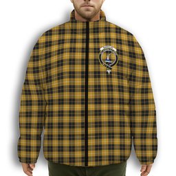 ScotsTee Shop Scottish Barclay Dress Ancient Clan Crest Tartan Collar Down Jacket Winter White Duck Down Plaid