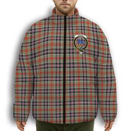 ScotsTee Shop Scottish Bruce of Kinnaird Ancient Crest Tartan Collar Down Jacket Winter White Duck Down Plaid