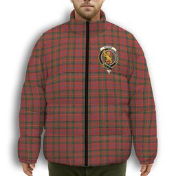 ScotsTee Shop Scottish Brown of Castledean (Broun of Castledean) Ancient Crest Tartan Collar Down Jacket Winter White Duck Down Plaid
