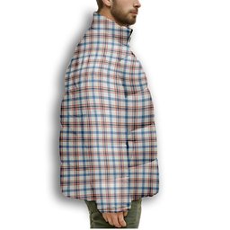 ScotsTee Shop Scottish Boswell Dress Ancient Crest Tartan Collar Down Jacket Winter White Duck Down Plaid