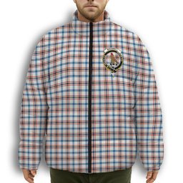 ScotsTee Shop Scottish Boswell Dress Ancient Crest Tartan Collar Down Jacket Winter White Duck Down Plaid