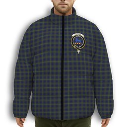 ScotsTee Shop Scottish Bruce of Crionaich Crest Tartan Collar Down Jacket Winter White Duck Down Plaid