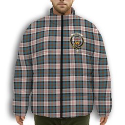 ScotsTee Shop Scottish Cameron of Erracht Dress Ancient Crest Tartan Collar Down Jacket Winter White Duck Down Plaid