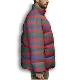 ScotsTee Shop Scottish Black Watch Pipe Band Modern Crest Tartan Collar Down Jacket Winter White Duck Down Plaid