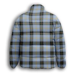 ScotsTee Shop Scottish Baxter of Balgavies Ancient Crest Tartan Collar Down Jacket Winter White Duck Down Plaid