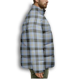 ScotsTee Shop Scottish Baxter of Balgavies Ancient Crest Tartan Collar Down Jacket Winter White Duck Down Plaid