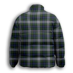 ScotsTee Shop Scottish Campbell of Lochnell Dress Crest Tartan Collar Down Jacket Winter White Duck Down Plaid