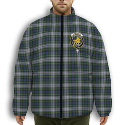 ScotsTee Shop Scottish Campbell of Lochnell Dress Crest Tartan Collar Down Jacket Winter White Duck Down Plaid