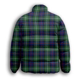 ScotsTee Shop Scottish Davidson of Tulloch Modern Crest Tartan Collar Down Jacket Winter White Duck Down Plaid