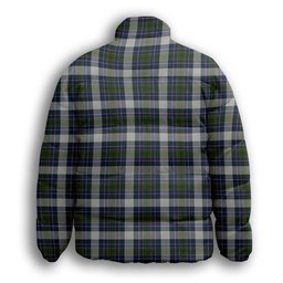 ScotsTee Shop Scottish Cockburn of Ormiston Dress Crest Tartan Collar Down Jacket Winter White Duck Down Plaid