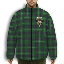 ScotsTee Shop Scottish Donald of The Isles Crest Tartan Collar Down Jacket Winter White Duck Down Plaid