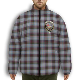 ScotsTee Shop Scottish Donald Dress Ancient Crest Tartan Collar Down Jacket Winter White Duck Down Plaid