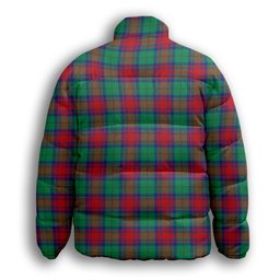 ScotsTee Shop Scottish Cranstoun Dress Modern Crest Tartan Collar Down Jacket Winter White Duck Down Plaid