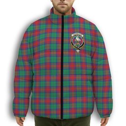 ScotsTee Shop Scottish Cranstoun Dress Modern Crest Tartan Collar Down Jacket Winter White Duck Down Plaid