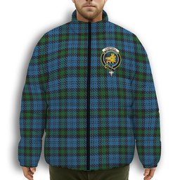 ScotsTee Shop Scottish Campbell of Glenlyon Crest Tartan Collar Down Jacket Winter White Duck Down Plaid