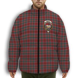 ScotsTee Shop Scottish Donald of Lochmaddy Crest Tartan Collar Down Jacket Winter White Duck Down Plaid