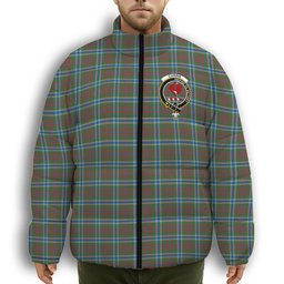 ScotsTee Shop Scottish Currie of Arran Modern Clan Crest Tartan Collar Down Jacket Winter White Duck Down Plaid