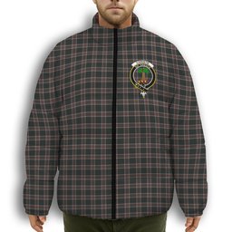ScotsTee Shop Scottish Christie (London) Hunting Crest Tartan Collar Down Jacket Winter White Duck Down Plaid