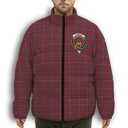 ScotsTee Shop Scottish Cameron of Locheil 1930 Crest Tartan Collar Down Jacket Winter White Duck Down Plaid