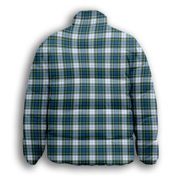 ScotsTee Shop Scottish Campbell Dress Ancient 02 Crest Tartan Collar Down Jacket Winter White Duck Down Plaid