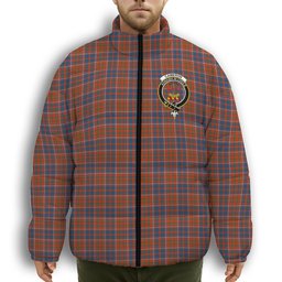 ScotsTee Shop Scottish Cameron of Lochiel Ancient Crest Tartan Collar Down Jacket Winter White Duck Down Plaid