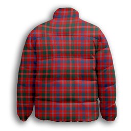 ScotsTee Shop Scottish Donald of Glenaladale Modern Crest Tartan Collar Down Jacket Winter White Duck Down Plaid