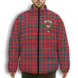 ScotsTee Shop Scottish Donald of Glenaladale Modern Crest Tartan Collar Down Jacket Winter White Duck Down Plaid