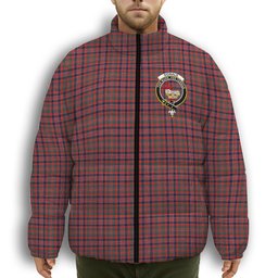 ScotsTee Shop Scottish Donald of Boisdale Modern Crest Tartan Collar Down Jacket Winter White Duck Down Plaid